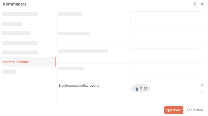 Erwähnungskonfigurationen im Schemaattribut Kommentar